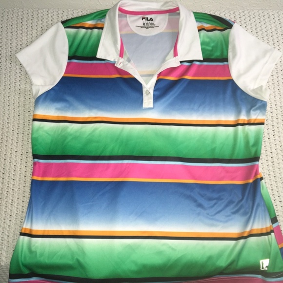 FILA COLORFUL DRYFIT SHORT SLEEVE GOLF SHIRT SIZE XL - Picture 3 of 5